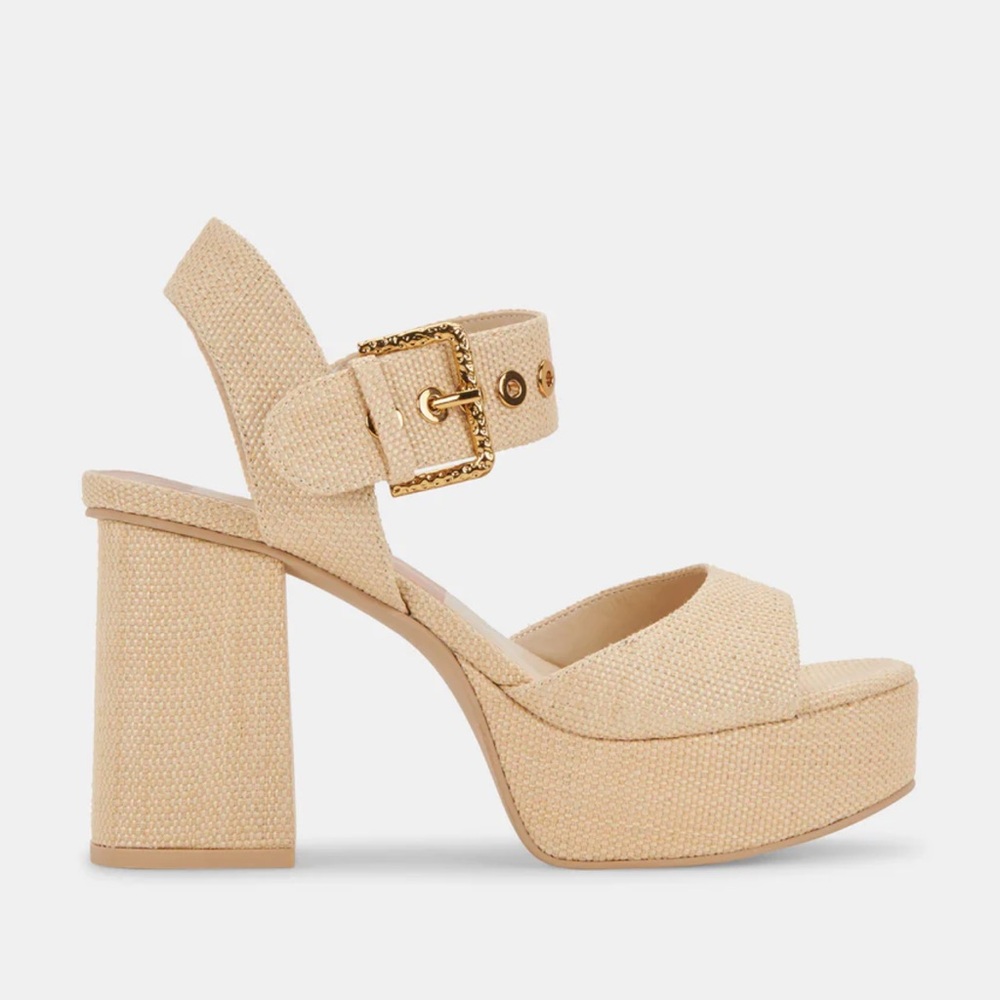 Brand New; Natural Raffia Heels